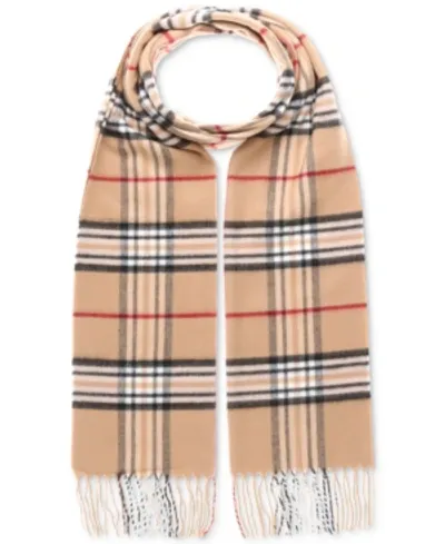 V Fraas Men's Classic Plaid Cashmink Scarf In Camel