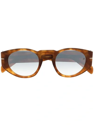 Eyewear By David Beckham Tortoiseshell Oval Frame Sunglasses In Brown