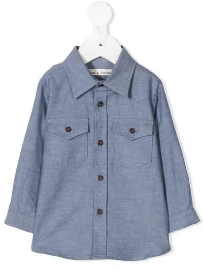 Zhoe & Tobiah Babies' Two-pocket Cotton Shirt In 蓝色