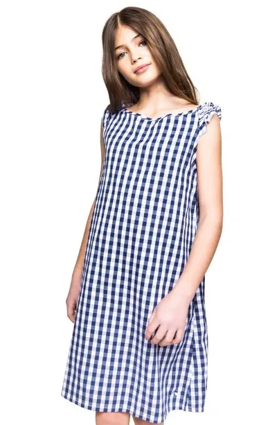 Petite Plume Girls' Gingham Amelie Nightgown - Baby, Little Kid, Big Kid In Navy