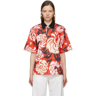 Marni Red Printed Graphic Short Sleeve Shirt