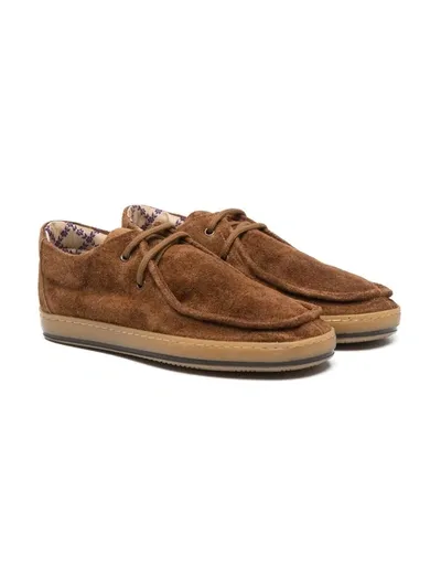 Pèpè Kids' Suede Lace-up Shoes In Brown