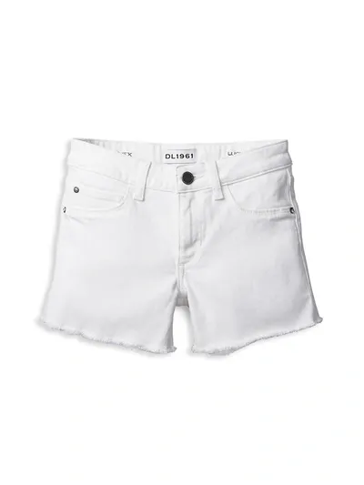 Dl Premium Denim Kids' Little Girl's & Girl's Lucy Solid Cut-off Shorts In Snowcap