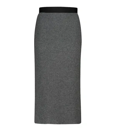 Moncler Wool And Cashmere Midi Skirt In Grey