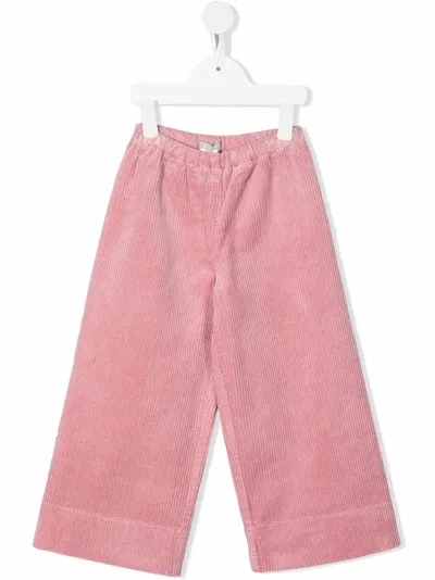 Il Gufo Kids' Corduroy Wide-leg Trousers In Pink