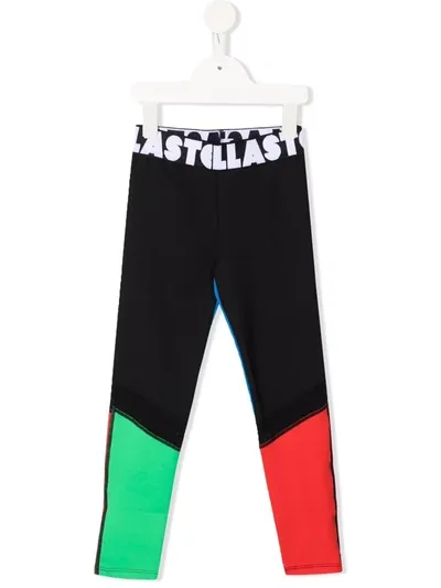 Stella Mccartney Kids' Logo-waistband Panelled Leggings In Black