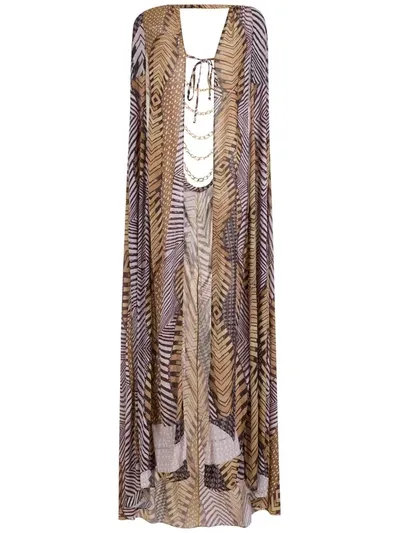 Amir Slama Printed Cape Beach Dress In Violett