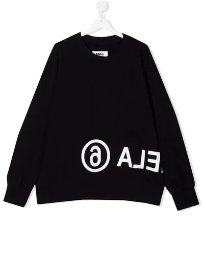 Maison Margiela Teen Logo Crew-neck Sweatshirt In Black