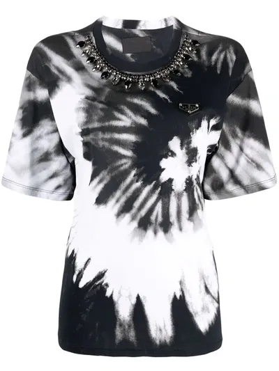 Philipp Plein Tie Dye-print Cotton T-shirt In White