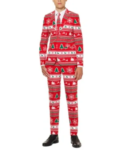 Opposuits Kids'  Big Boys 3-piece Winter Wonderland Christmas Suit Set In Dark Red