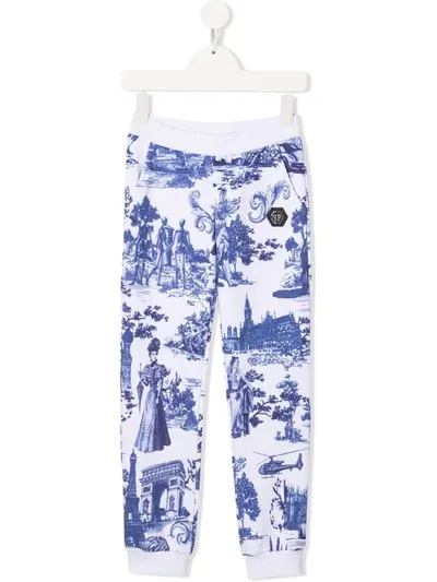 Philipp Plein Junior Kids' En Plein Air-print Track Trousers In White