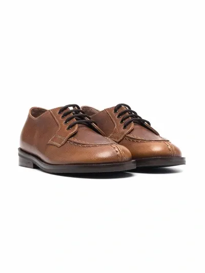 Pèpè Kids' Lace-up Leather Brogues In Brown