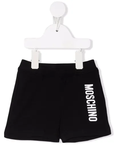 Moschino Babies' Logo-print Track Shorts In Black