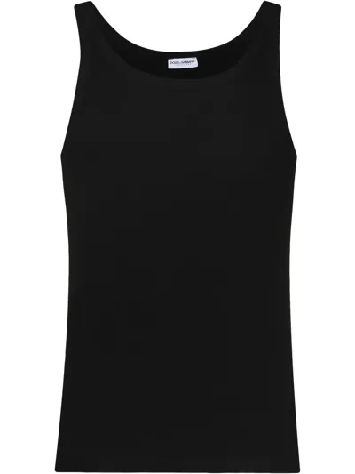 Dolce & Gabbana Ribbed Jersey Tank Top In Black