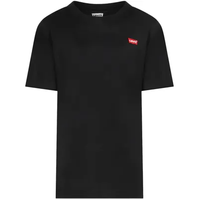 Levi's Blue T-shirt For Kids With Logo In Black