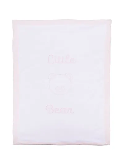 Little Bear Embroidered-logo Blanket In White