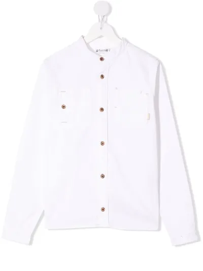 Bonpoint Kids' Band Collar Button Down Shirt In White