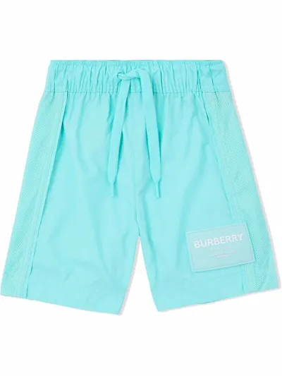 Burberry Babies' Horseferry Mesh-paneled Swim Trunks In Blue