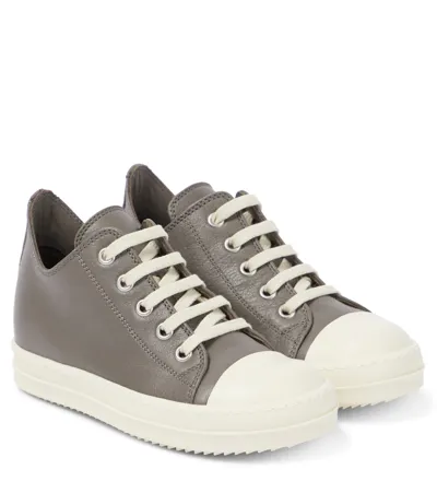 Rick Owens Kids' Leather Low Sneakers In Brown