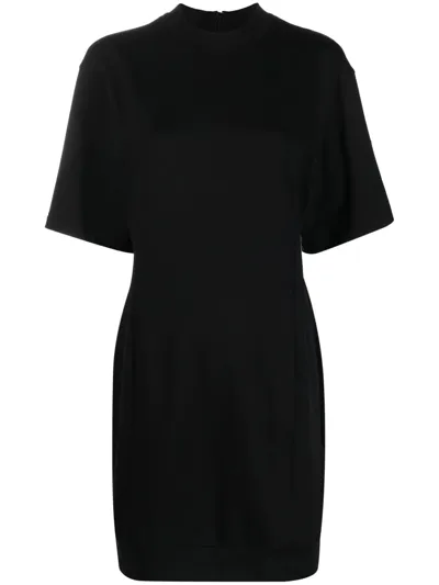 Moncler Spliced Logo-print T-shirt Dress In Nero