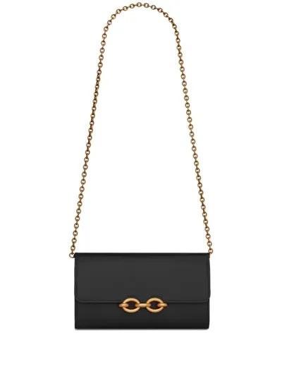 Saint Laurent Le Maillon Leather Wallet On Chain In Black