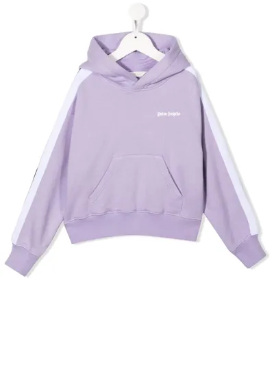 Palm Angels Kids' Logo-print Cotton Hoodie In Violett