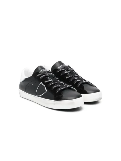 Philippe Model Kids' Paris Veau Lace-up Sneakers In Black