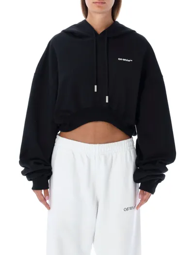 Off-white For All Oversize Crop Cotton Sweatshirt In Black