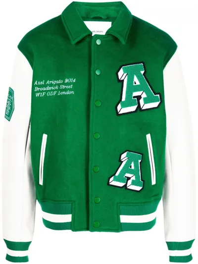 Axel Arigato Illusion Wool Bomber Jacket With Patch In Green