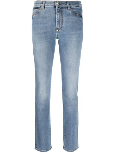 Philipp Plein Mid-rise Slim-cut Jeans In Blue