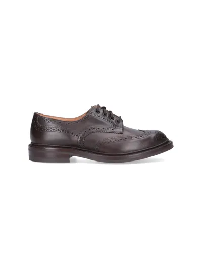 Tricker's Woodstock Espresso Burnished Calf Derby Shoe In Marrone