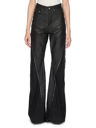 Rick Owens Women Matte Calf Leather Bolan Banana Pants In Black