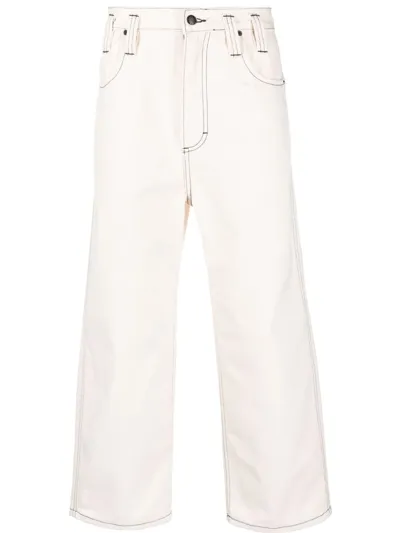 Eckhaus Latta Wide-leg Cropped Trousers In Neutrals