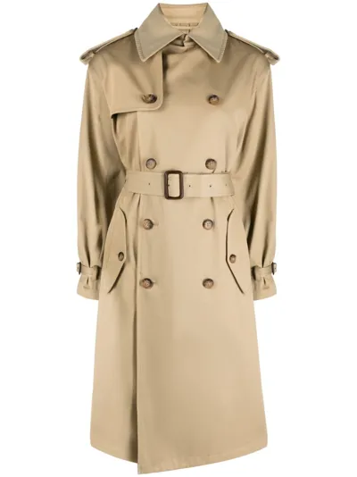 Polo Ralph Lauren Double-breasted Belted Trench Coat In Brown