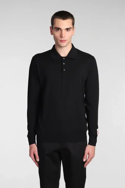 Golden Goose Fine-knit Wool Polo Shirt In Black