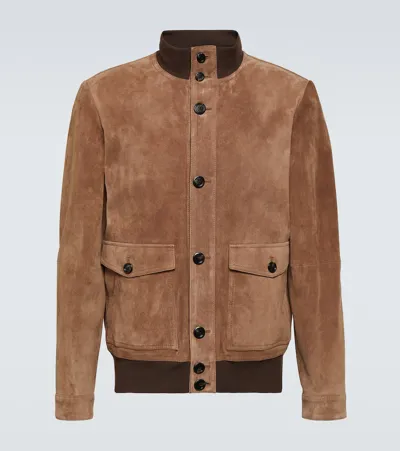 Tod's Bomberjacke Aus Veloursleder In Brown