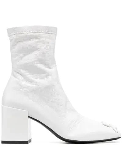 Courrèges Low Heels Ankle Boots In White Synthetic Fibers