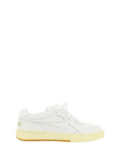 Palm Angels University Lace-up Leather Sneakers In White