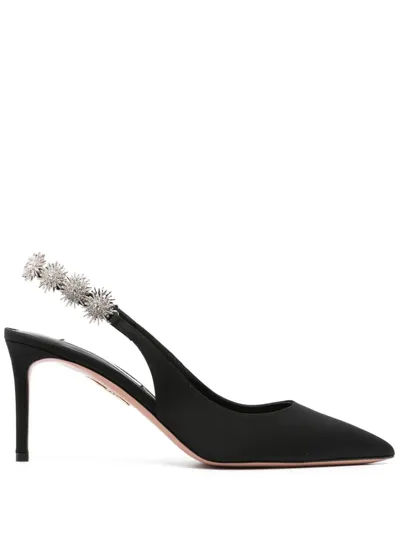 Aquazzura 90mm Crystal-embellished Slingback Pumps In Black