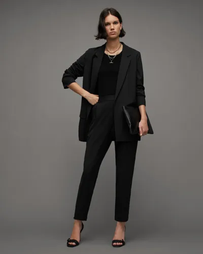 Allsaints Aleida Mid-rise Tapered Jersey Pants In Black