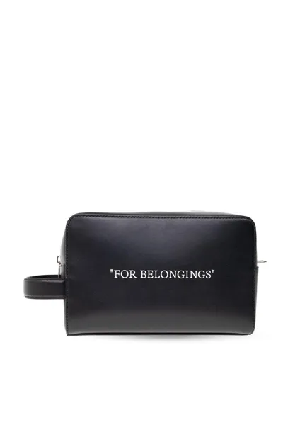 Off-white Slogan-print Leather Bag In Black