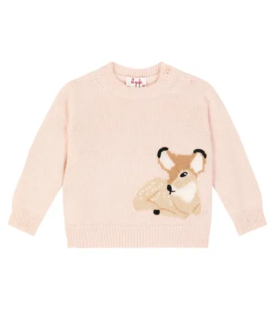 Il Gufo Babies' Round-neck Virgin Wool Jumper In Pink