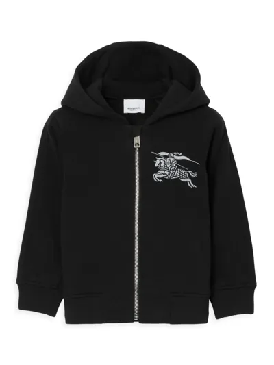 Burberry Kids' Boys Black Cotton Ekd Zip-up Hoodie