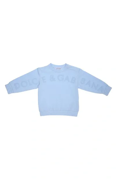 Dolce & Gabbana Babies' Logo-embossed Jersey Sweatshirt In Blue