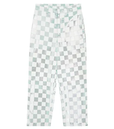 Caroline Bosmans Kids' Checkerboard Metallic Pants In Ice