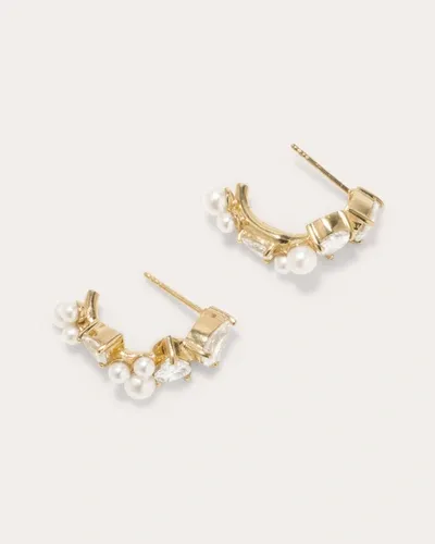 Completedworks Gold Vermeil Chasing Shadows Pearl And Crystal Hoop Earrings