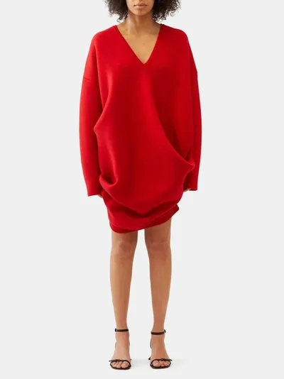 Loewe Draped Wool-blend Mini Dress In Red