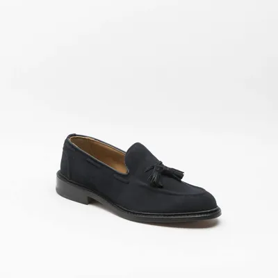 Tricker's Elton Tassel Loafer Navy Calf Suede