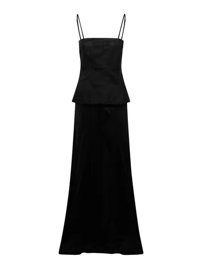 Blumarine Layered Sleeveless Maxi Dress In Black