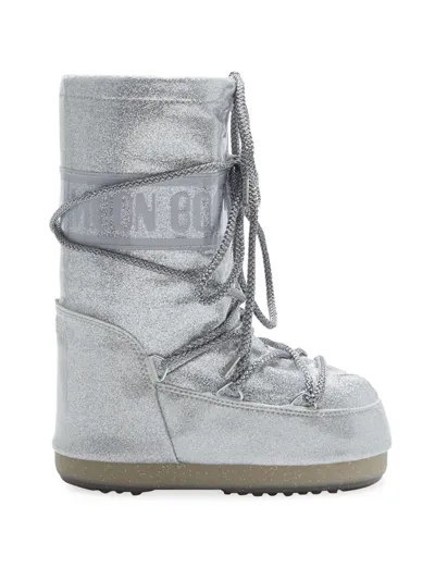 Moon Boot Kids' Icon Glitter Boots In Silver